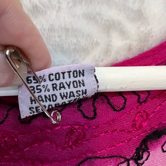 ONE SIZE FITS ALL BOHO DRESSS S M L XL HOT PINK TIE DYE EMBROIDERY BEACH SWIM - Picture 7 of 12